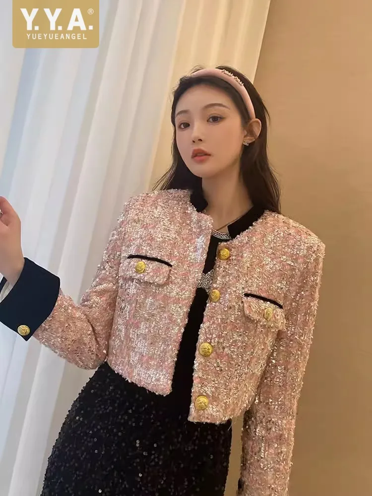 Elegant Office Ladies Pink Sequined Tweed Jacket Single Breasted New 2024 Spring Long Sleeve Fashion Slim Fit Women Short Coat
Elegant Office Ladies Pink Sequined Tweed Jacket Single Breasted New 2024 Spring Long Sleeve Fashion Slim Fit Women Short Coat