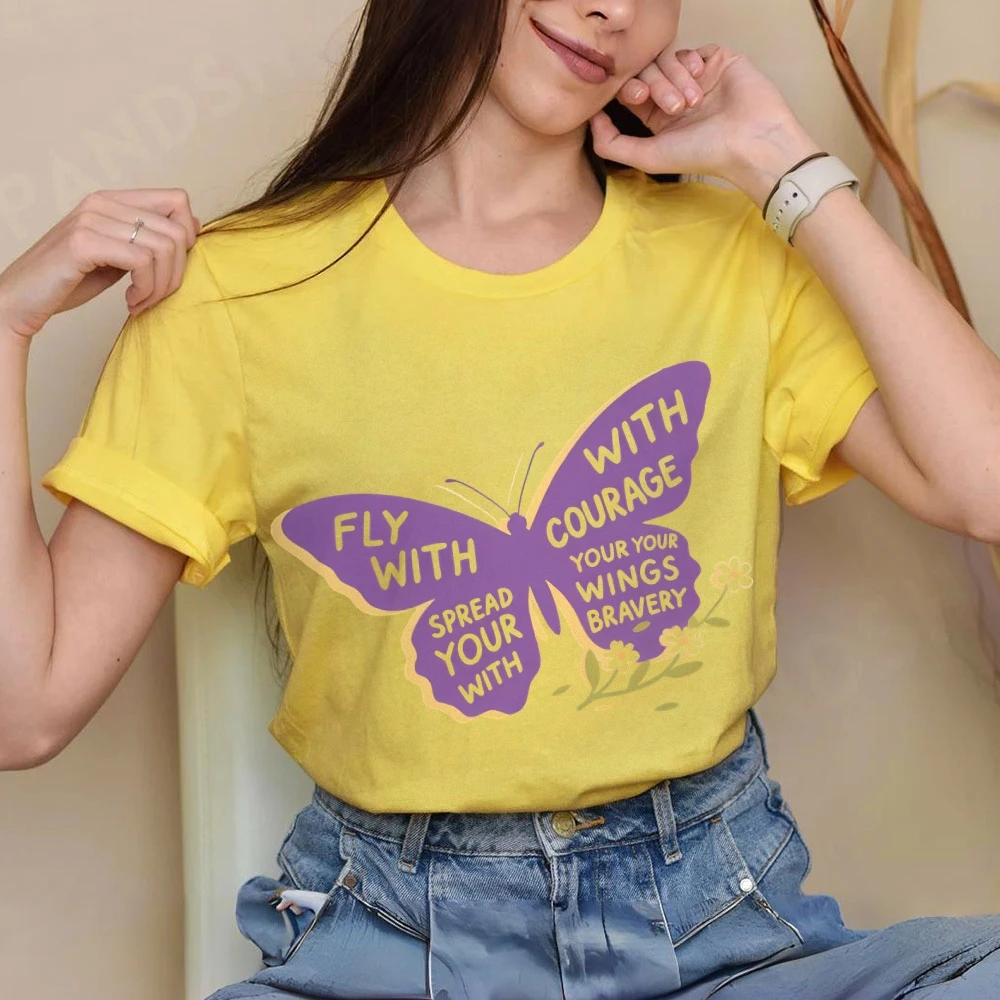 Женская одежда Fly With Courage Butterfly Y2K, хлопковая повседневная футболка с круглым вырезом и графическим рисунком, уличная одежда, красочный мультфильм
Женская одежда Fly With Courage Butterfly Y2K, хлопковая повседневная футболка с круглым вырезом и графическим рисунком, уличная одежда, красочный мультфильм