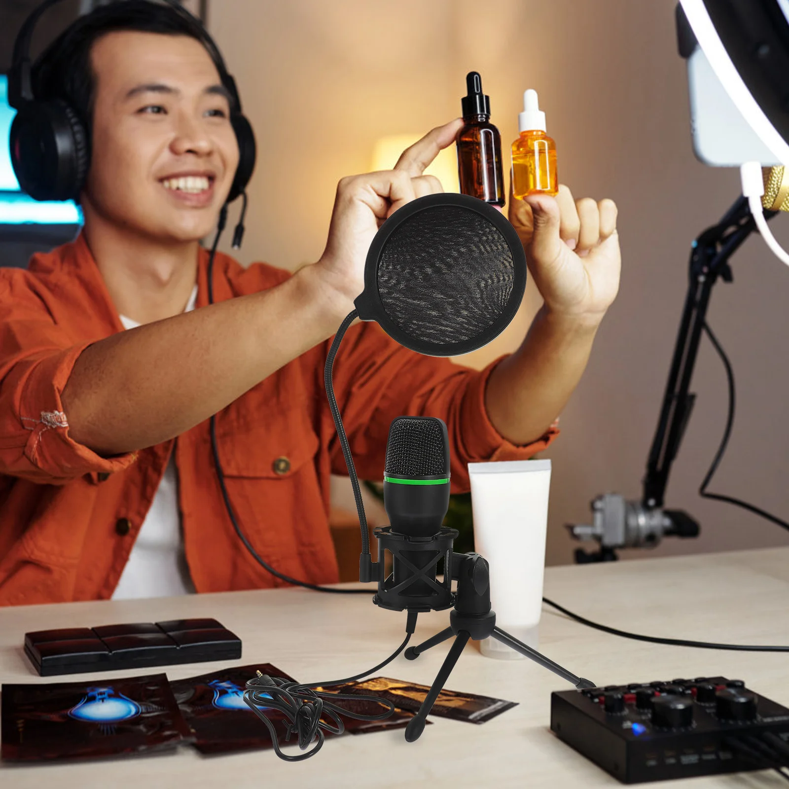 Gaming Microphone Set USB Condenser Mic for Laptop Black Pop Filter St Noise Cancelling Streaming Lectures Broadcast Classes
Gaming Microphone Set USB Condenser Mic for Laptop Black Pop Filter St Noise Cancelling Streaming Lectures Broadcast Classes