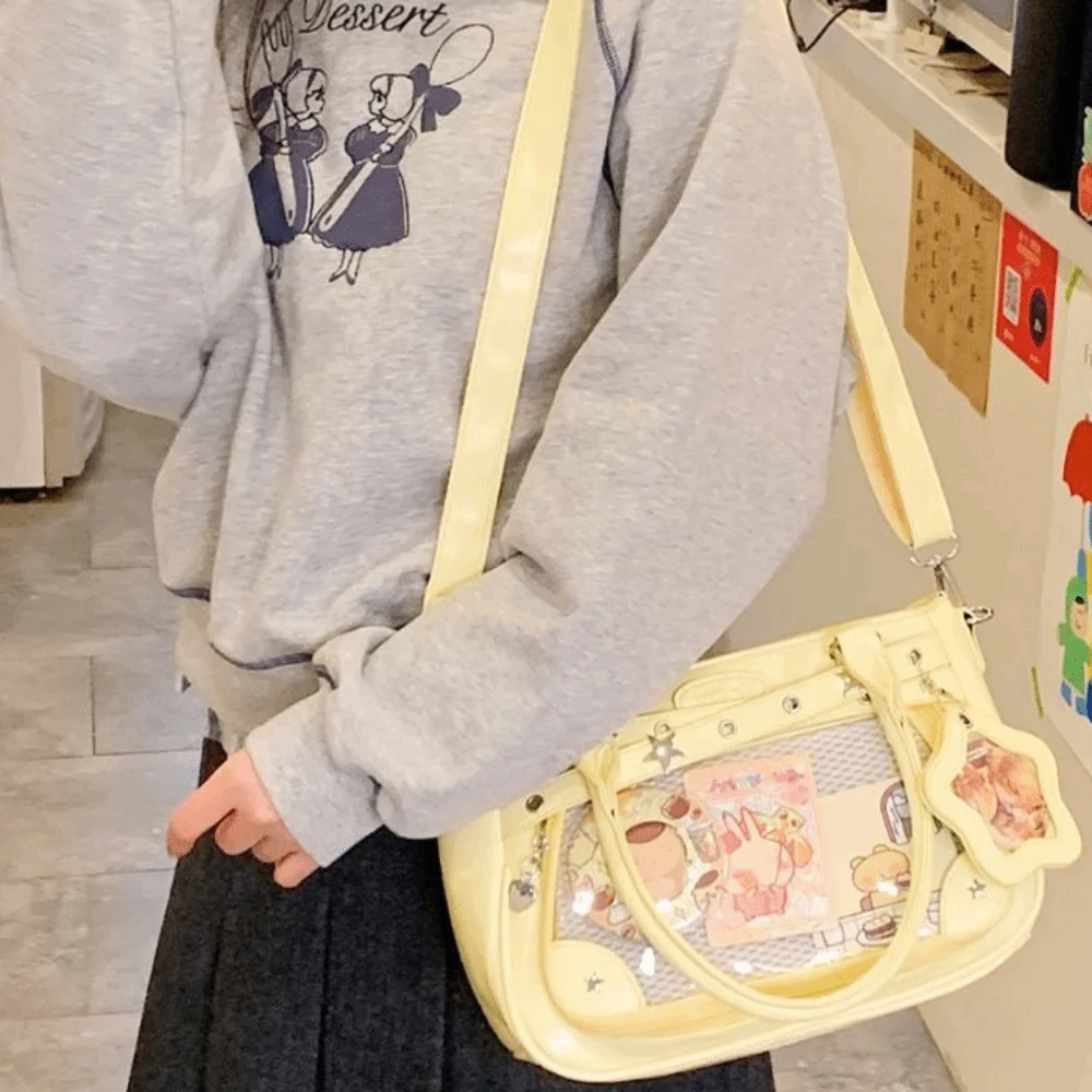 Creative Nylon Star Itabag Y2K Pin Badge Display PVC Transparent Shoulder Bag Harajuku Large Capacity Ulzzang Ita Bag Children
Creative Nylon Star Itabag Y2K Pin Badge Display PVC Transparent Shoulder Bag Harajuku Large Capacity Ulzzang Ita Bag Children