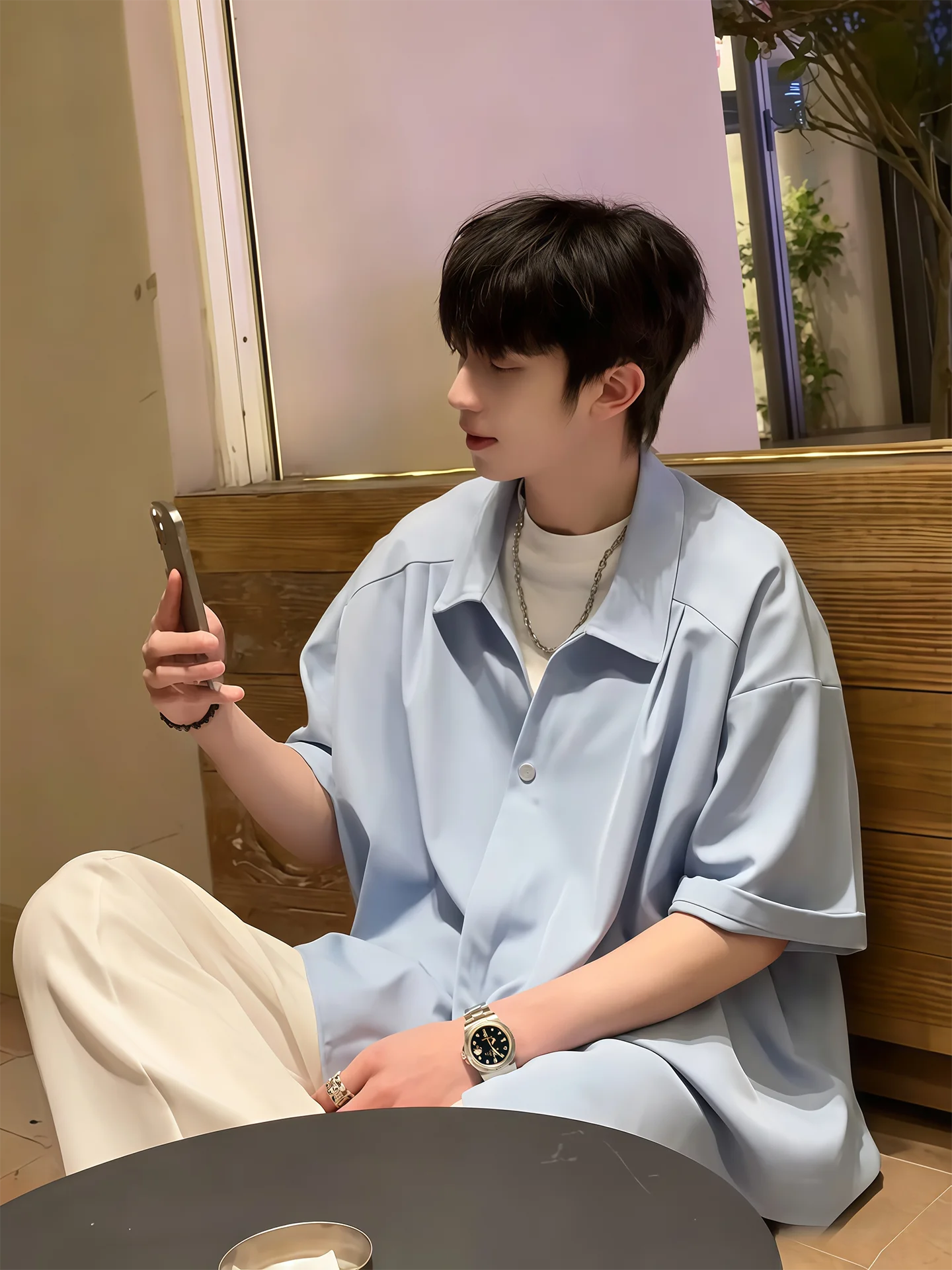 Cleanfit Korean Style Ice Silk Short Sleeve Shirt Men's Summer Loose Fit Blue Casual Handsome Shape Seven Points Shirt
Cleanfit Korean Style Ice Silk Short Sleeve Shirt Men's Summer Loose Fit Blue Casual Handsome Shape Seven Points Shirt