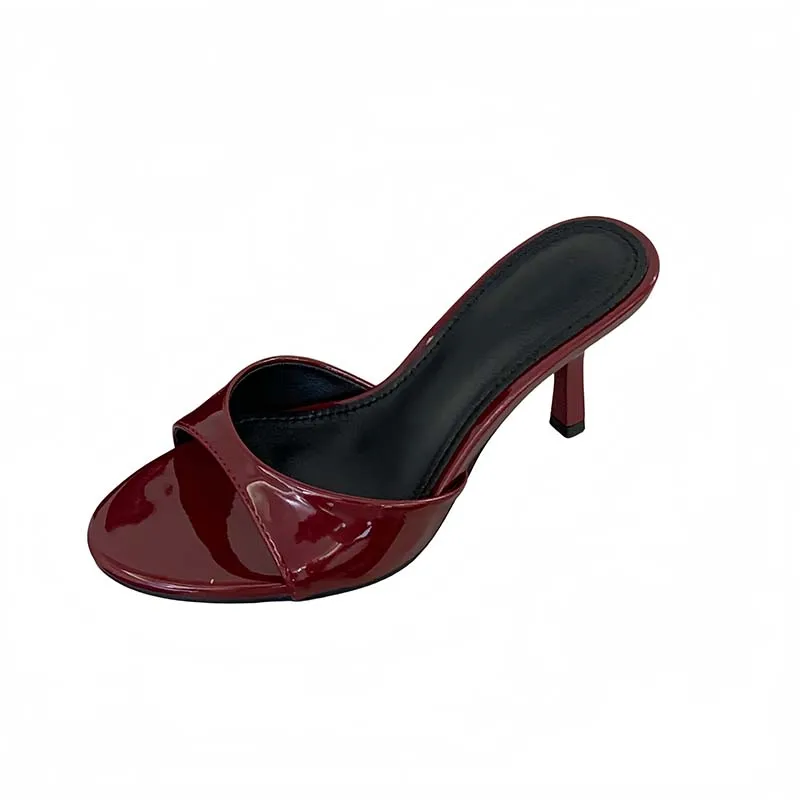 Burgundy Heels Slippers Ladies Black Sandals Nude Patent Leather Summer Shoes Woman Versatile High Heels Slippers 2026 New
Burgundy Heels Slippers Ladies Black Sandals Nude Patent Leather Summer Shoes Woman Versatile High Heels Slippers 2026 New