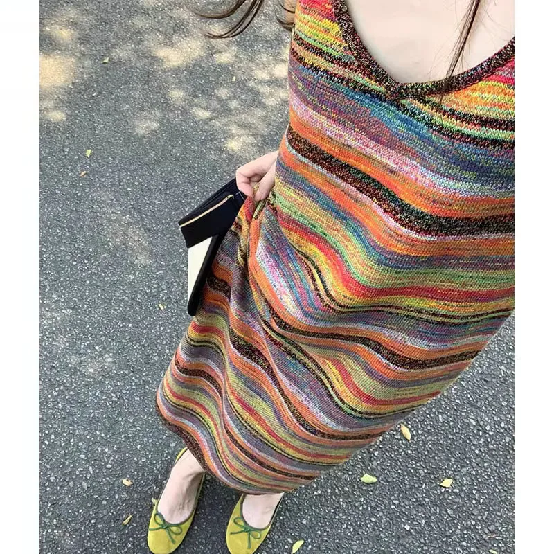 Long Dress Women Sling Dresses Sexy Knitted Striped Vestidos Y2k Streetwear V Neck Sleeveless Elegant Loose Beach Night Party
Long Dress Women Sling Dresses Sexy Knitted Striped Vestidos Y2k Streetwear V Neck Sleeveless Elegant Loose Beach Night Party