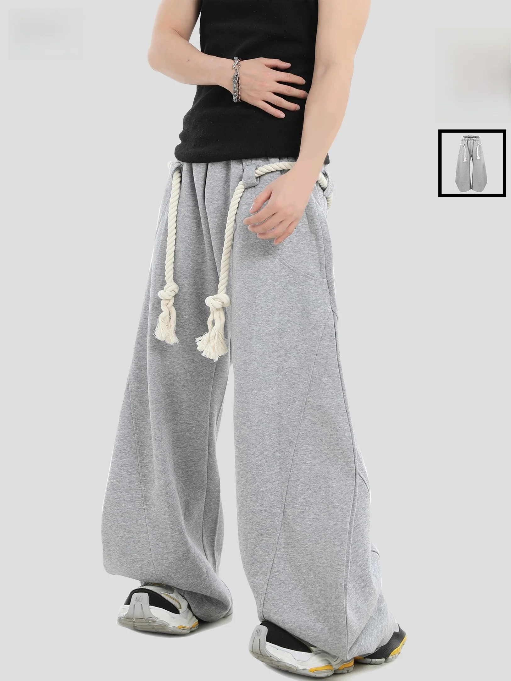 INSstudios American Style Couple Knitted Thick Rope Casual Sports Sweatpants Loose Wide Leg Knife Pants Cotton Blend
INSstudios American Style Couple Knitted Thick Rope Casual Sports Sweatpants Loose Wide Leg Knife Pants Cotton Blend