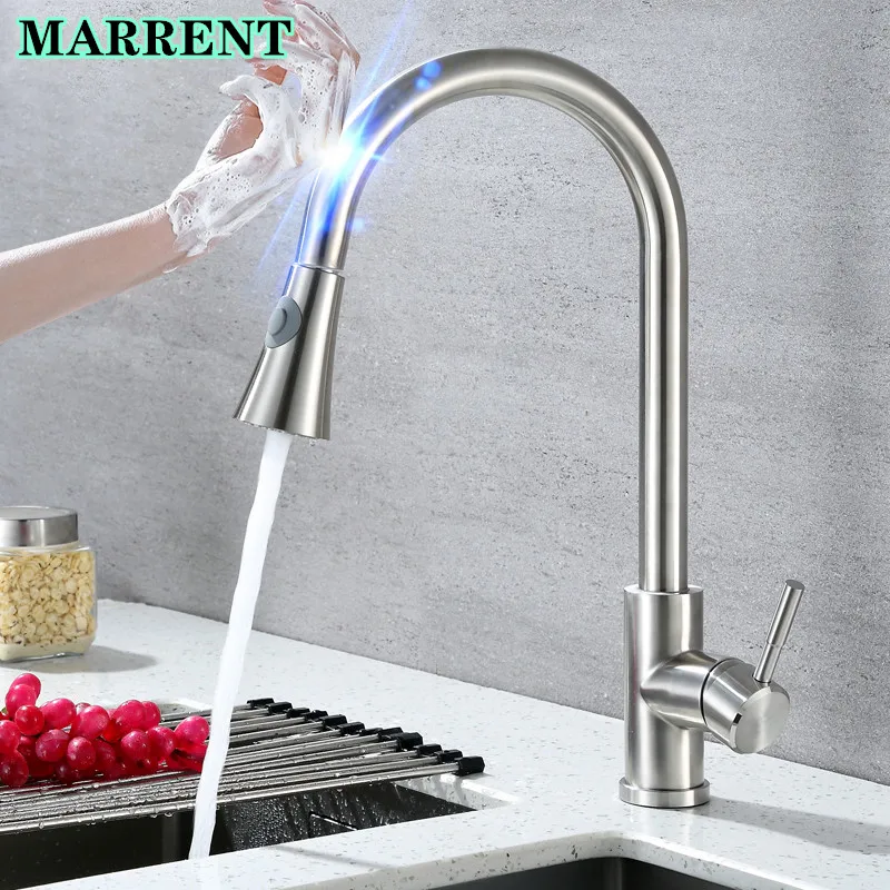 Brushed Nickel Kitchen Faucets Smart Sensitive Touch Kitchen Faucet Deck Mounted Hot Cold Pull Out Touch Kitchen Mixer Tap
Brushed Nickel Kitchen Faucets Smart Sensitive Touch Kitchen Faucet Deck Mounted Hot Cold Pull Out Touch Kitchen Mixer Tap