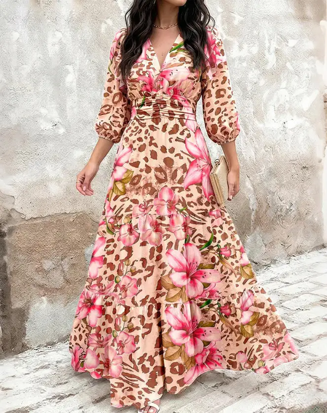 2026 Summer New Women's Trendy Watercolor Flower V-Neck Shirt High Waist Lantern Sleeve A-Line Ruffle Chiffon Dress
2026 Summer New Women's Trendy Watercolor Flower V-Neck Shirt High Waist Lantern Sleeve A-Line Ruffle Chiffon Dress