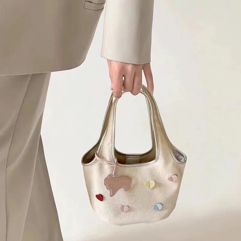 New Summer Cute Love Heart Girls Handbag High Quality Large Capacity Vegetable Basket Bucket Bag Simple Casual Shoulder Tote Bag
New Summer Cute Love Heart Girls Handbag High Quality Large Capacity Vegetable Basket Bucket Bag Simple Casual Shoulder Tote Bag
