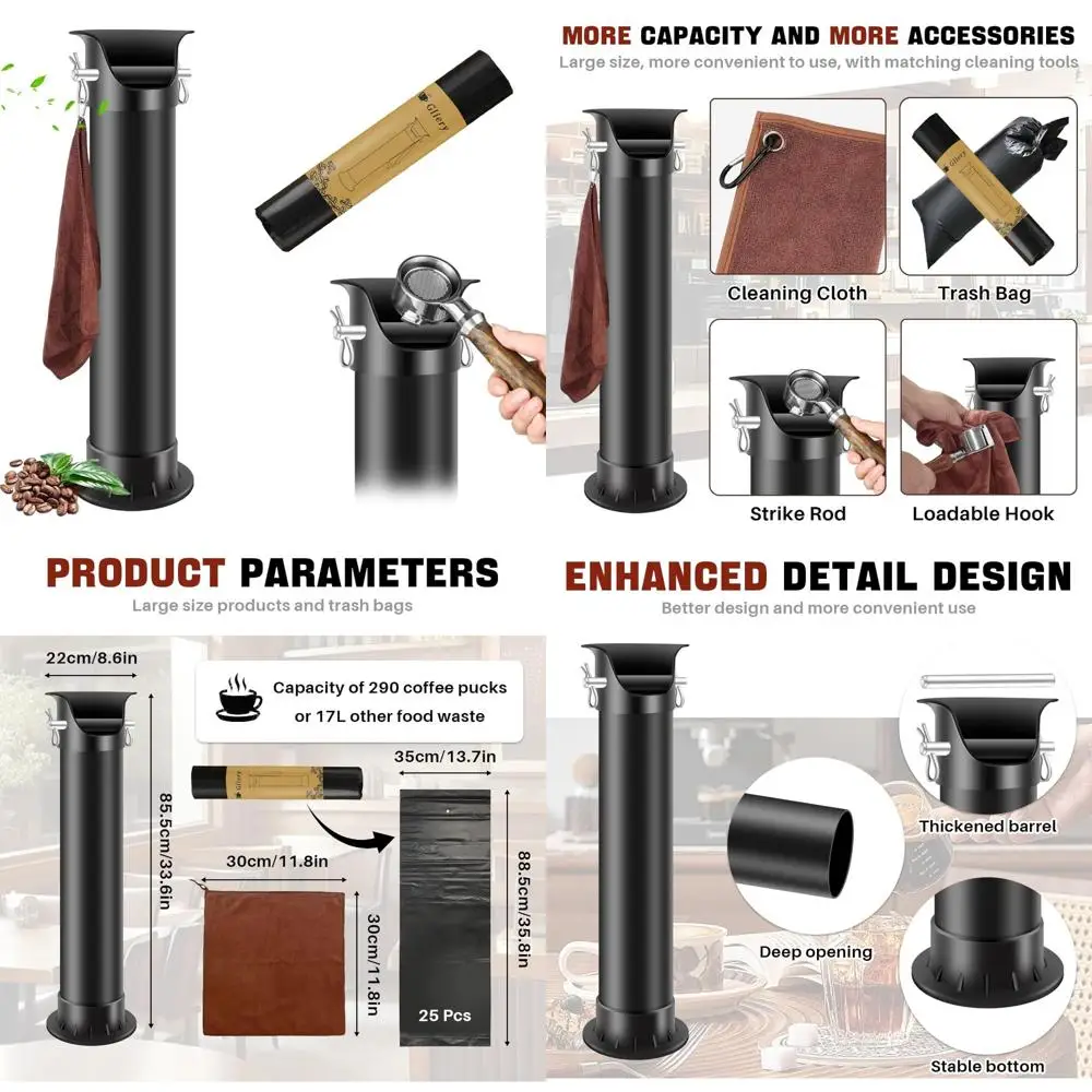 Commercial Grade Espresso Coffee Knock Box with Floor Standing Design and Removable Garbage Bag
Commercial Grade Espresso Coffee Knock Box with Floor Standing Design and Removable Garbage Bag