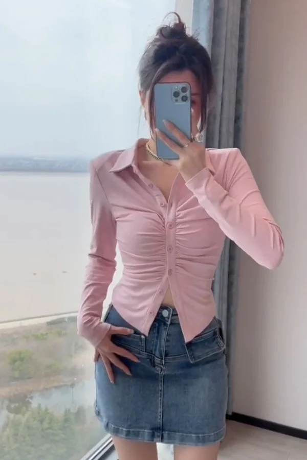 New Spring and Autumn Style Base Unique Shirt with Wrinkled Slim and Versatile Women Top
New Spring and Autumn Style Base Unique Shirt with Wrinkled Slim and Versatile Women Top
