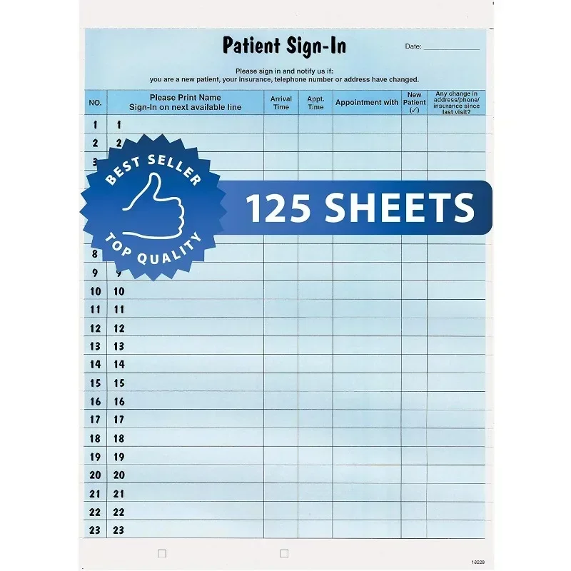 Home.Patient Sign-In Label Forms, 8-1/2" x 11" Form, Blue, 23 Labels/Sheet, 125 Sheets/Pack, Confidentially Sign In Your Patien
Home.Patient Sign-In Label Forms, 8-1/2" x 11" Form, Blue, 23 Labels/Sheet, 125 Sheets/Pack, Confidentially Sign In Your Patien