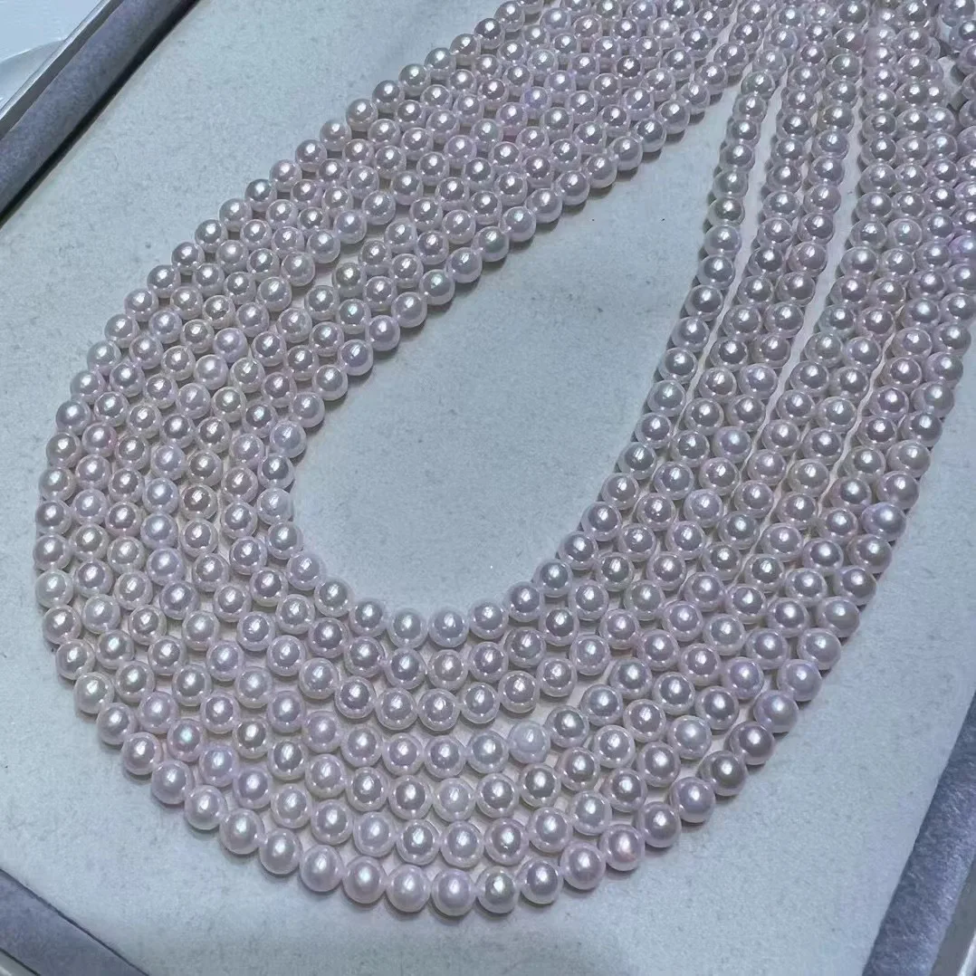 4.5-5mm Natural Akoya Pearl Necklace, White Pink Luster Strong Round Slight Imperfections, Premium Seawater Jewelry Gift
4.5-5mm Natural Akoya Pearl Necklace, White Pink Luster Strong Round Slight Imperfections, Premium Seawater Jewelry Gift