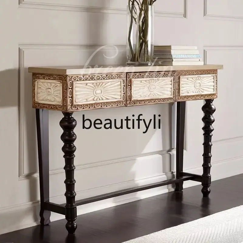 French retro solid wood porch/American country, wall decorative cabinet/medieval style, partition side table45
French retro solid wood porch/American country, wall decorative cabinet/medieval style, partition side table45