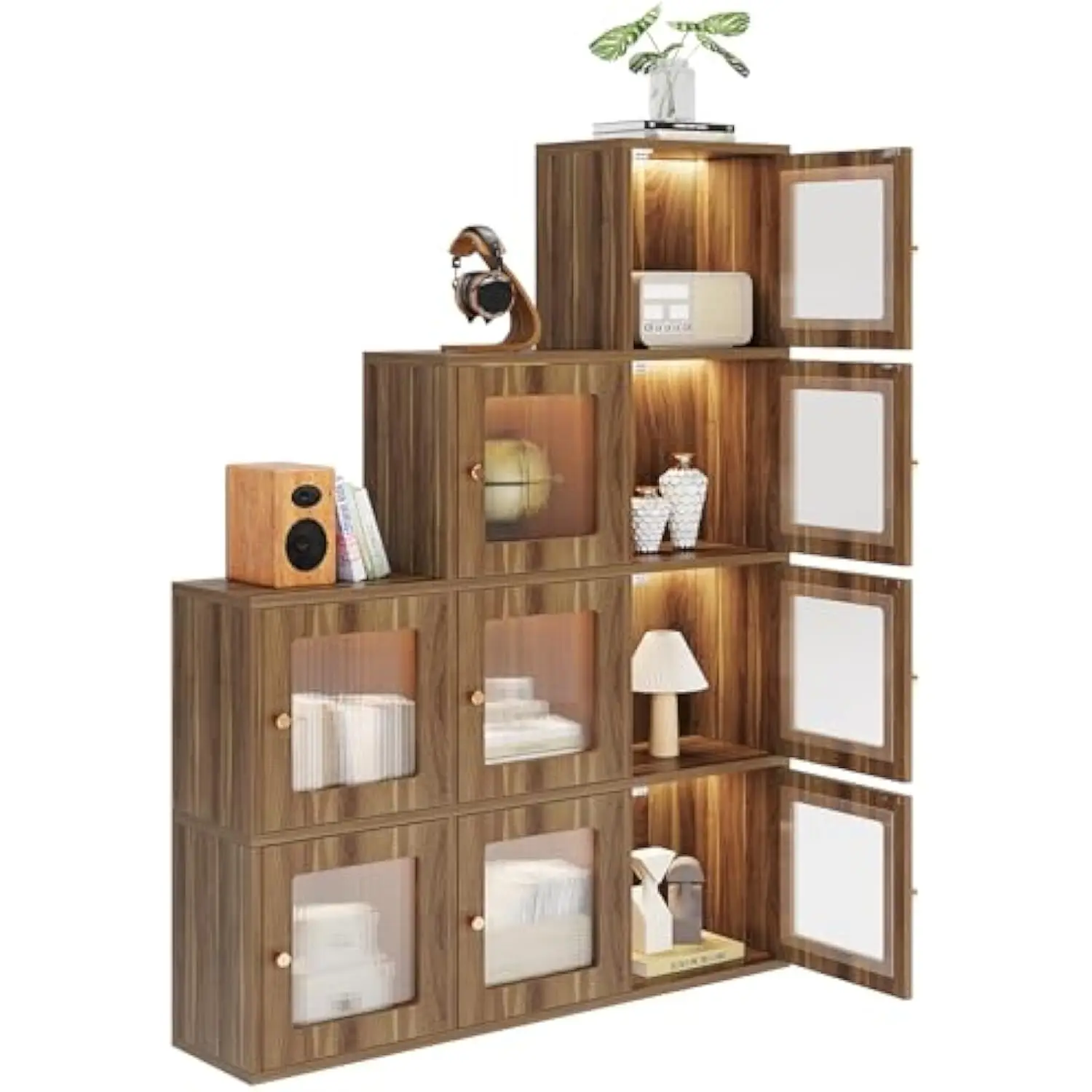 Tribesigns 5-Tier Ladder Bookshelves with Adjustable LED Light, Rustic Wood Bookcases Display Shelves with Acrylic Door, 9 Cube
Tribesigns 5-Tier Ladder Bookshelves with Adjustable LED Light, Rustic Wood Bookcases Display Shelves with Acrylic Door, 9 Cube