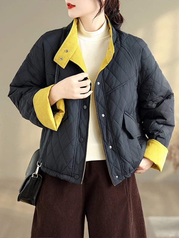 Korean Style Color Block Cotton Jacket Thickened Casual Stand Collar Insert Cotton Top Women's Winter Warm Long Sleeve Coat
Korean Style Color Block Cotton Jacket Thickened Casual Stand Collar Insert Cotton Top Women's Winter Warm Long Sleeve Coat