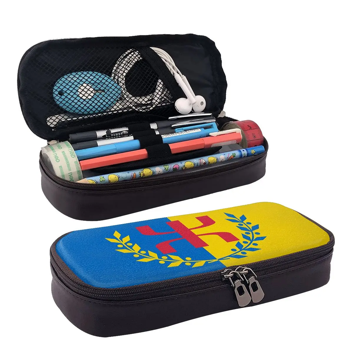 Amazigh Flag Splash Berber Tifinagh Proud Leather Pencil Case for Kids Pen Box Pencil Bag Stationery Supplies Pen Holder Bag
Amazigh Flag Splash Berber Tifinagh Proud Leather Pencil Case for Kids Pen Box Pencil Bag Stationery Supplies Pen Holder Bag