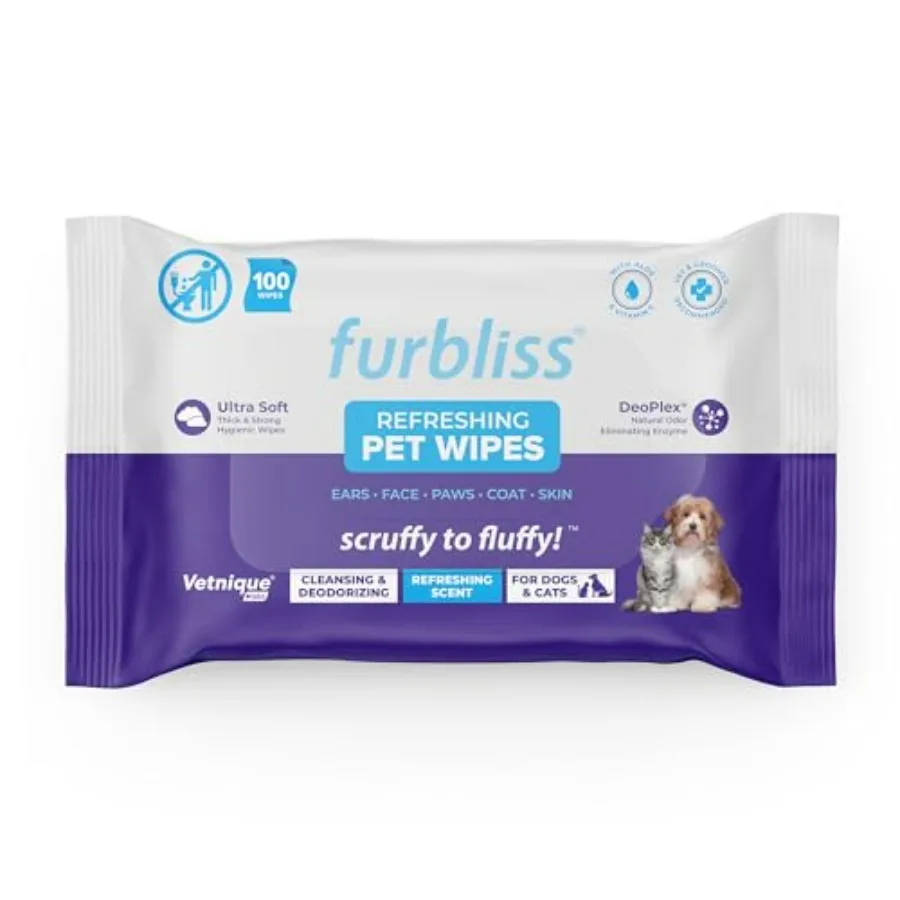 Vetnique Furbliss Hygienic Dog Grooming Wipes Cleansing Grooming and Deodorizing Hypoallergenic Pet Wipes with Natural Deodoriz
Vetnique Furbliss Hygienic Dog Grooming Wipes Cleansing Grooming and Deodorizing Hypoallergenic Pet Wipes with Natural Deodoriz