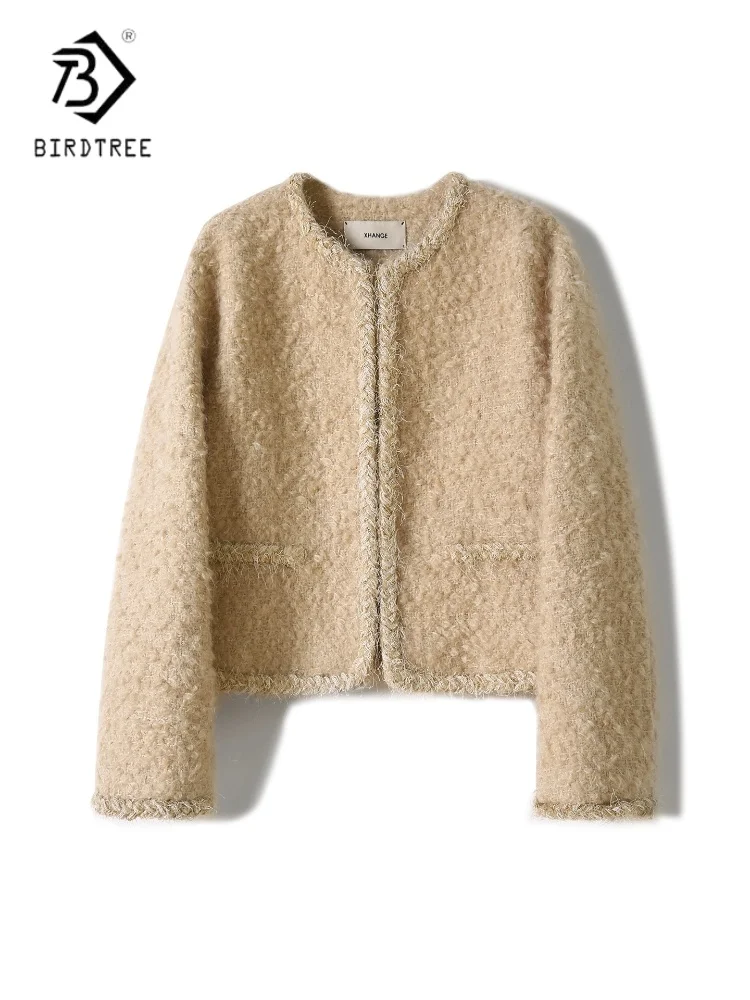 Birdtree 28,5% овечьей шерсти ретро пальто, женское однобортное короткое пальто из смесовой шерсти с круглым вырезом, осенние топы во французском стиле 20225T59029JF
Birdtree 28,5% овечьей шерсти ретро пальто, женское однобортное короткое пальто из смесовой шерсти с круглым вырезом, осенние топы во французском стиле 20225T59029JF