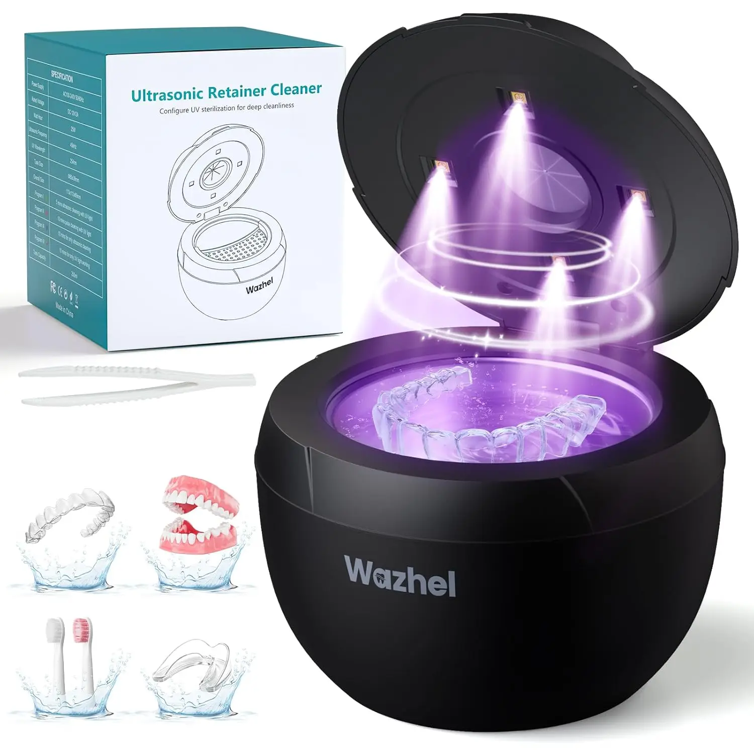 45kHz Ultrasonic Dental Cleaner for Retainers, Dentures & Mouth Guards with UV Light, 4 Modes & Timer
45kHz Ultrasonic Dental Cleaner for Retainers, Dentures & Mouth Guards with UV Light, 4 Modes & Timer