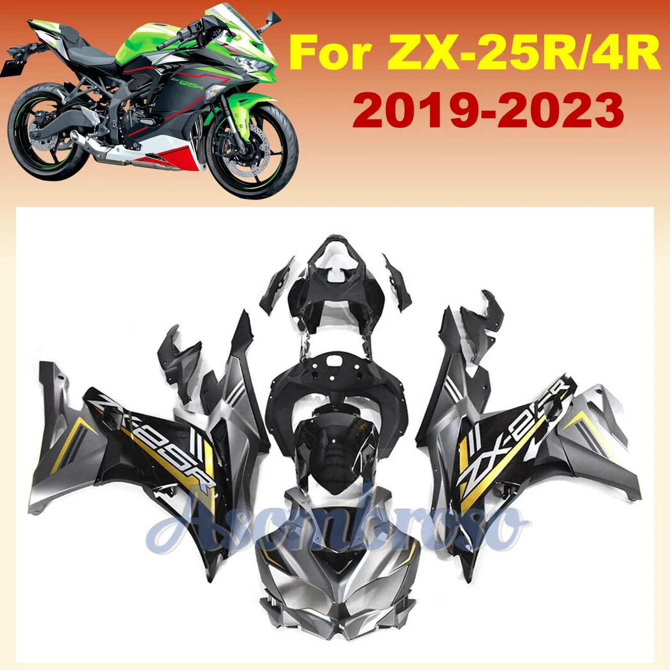 Sportbike Fairings Kit Fit For Ninja ZX-25R ZX4R ZX25R 2019 2020 2022 2023 Grey Black Bodywork Set
Sportbike Fairings Kit Fit For Ninja ZX-25R ZX4R ZX25R 2019 2020 2022 2023 Grey Black Bodywork Set