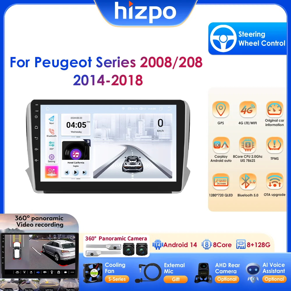 Hizpo Wireless Carplay for Peugeot 2008 208 2014 - 2018 Android 14 Car Radio Multimedia Player Navi GPS BT 10.1" Stereo DSP 2din
Hizpo Wireless Carplay for Peugeot 2008 208 2014 - 2018 Android 14 Car Radio Multimedia Player Navi GPS BT 10.1" Stereo DSP 2din