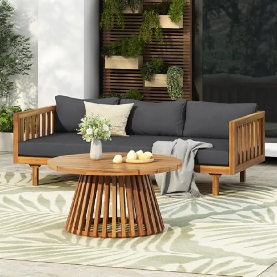 Outdoor Acacia Wood Conversation Set - Patio 3-Seat Loveseat Sofa w/Coushion and Round Coffee Table for Backyard, Lawn, Balcony
Outdoor Acacia Wood Conversation Set - Patio 3-Seat Loveseat Sofa w/Coushion and Round Coffee Table for Backyard, Lawn, Balcony