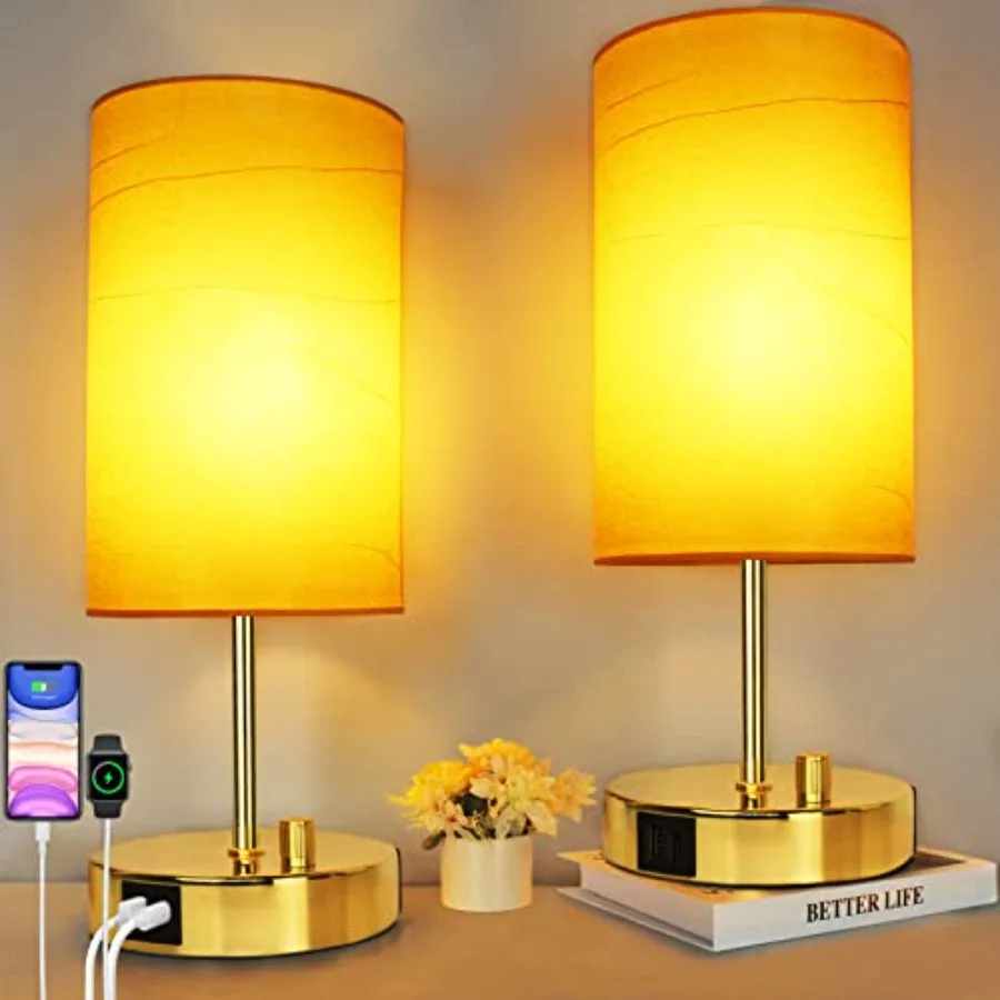 2-Pack 17.75" Dimmable Bedside Table Lamps with 2 USB Charging Ports and AC Outlet, Vintage Nightstand Lights with Parchment Sh
2-Pack 17.75" Dimmable Bedside Table Lamps with 2 USB Charging Ports and AC Outlet, Vintage Nightstand Lights with Parchment Sh