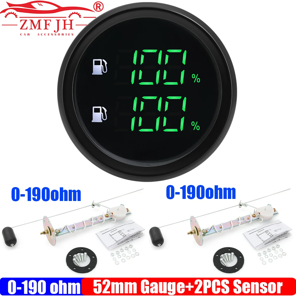 ZMFJH Waterproof Digital 52MM Dual Fuel Level Gauge with Oil Float Level Sensor 0-190ohm,240-33ohm for Boat Car Fuel Meter Green
ZMFJH Waterproof Digital 52MM Dual Fuel Level Gauge with Oil Float Level Sensor 0-190ohm,240-33ohm for Boat Car Fuel Meter Green