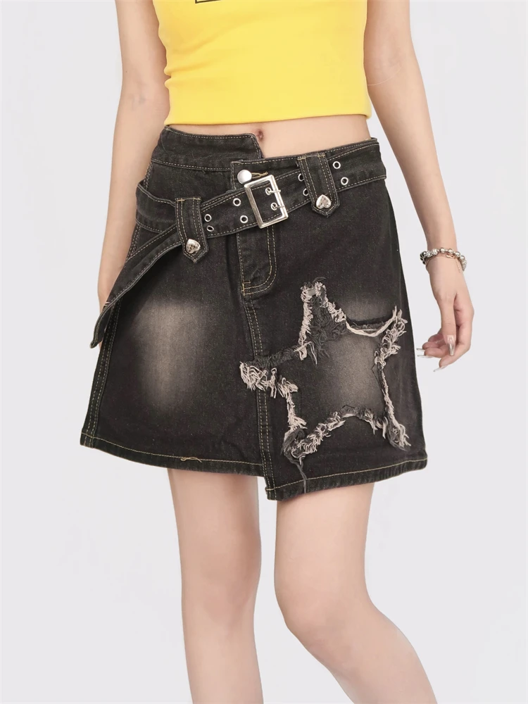 Women's Irregular Design Star Sticker Black Denim Short Skirt Cool Girl Vintage Fashion Summer Female Street Style Mini Skirts
Women's Irregular Design Star Sticker Black Denim Short Skirt Cool Girl Vintage Fashion Summer Female Street Style Mini Skirts
