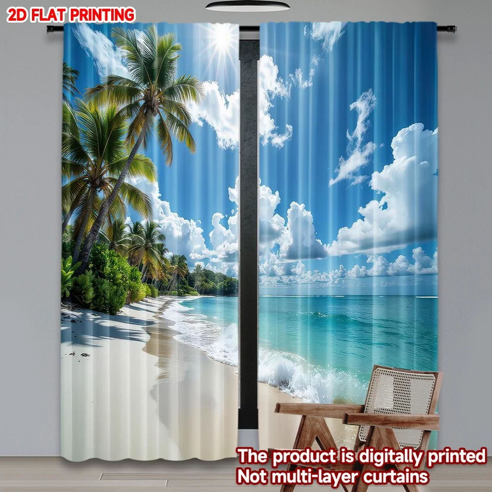 2D flat printing 2pcs Scene Curtain Sunny Tropical Beach Digital Printed Polyester Drapes Holiday Decorations Use for Parties
2D flat printing 2pcs Scene Curtain Sunny Tropical Beach Digital Printed Polyester Drapes Holiday Decorations Use for Parties