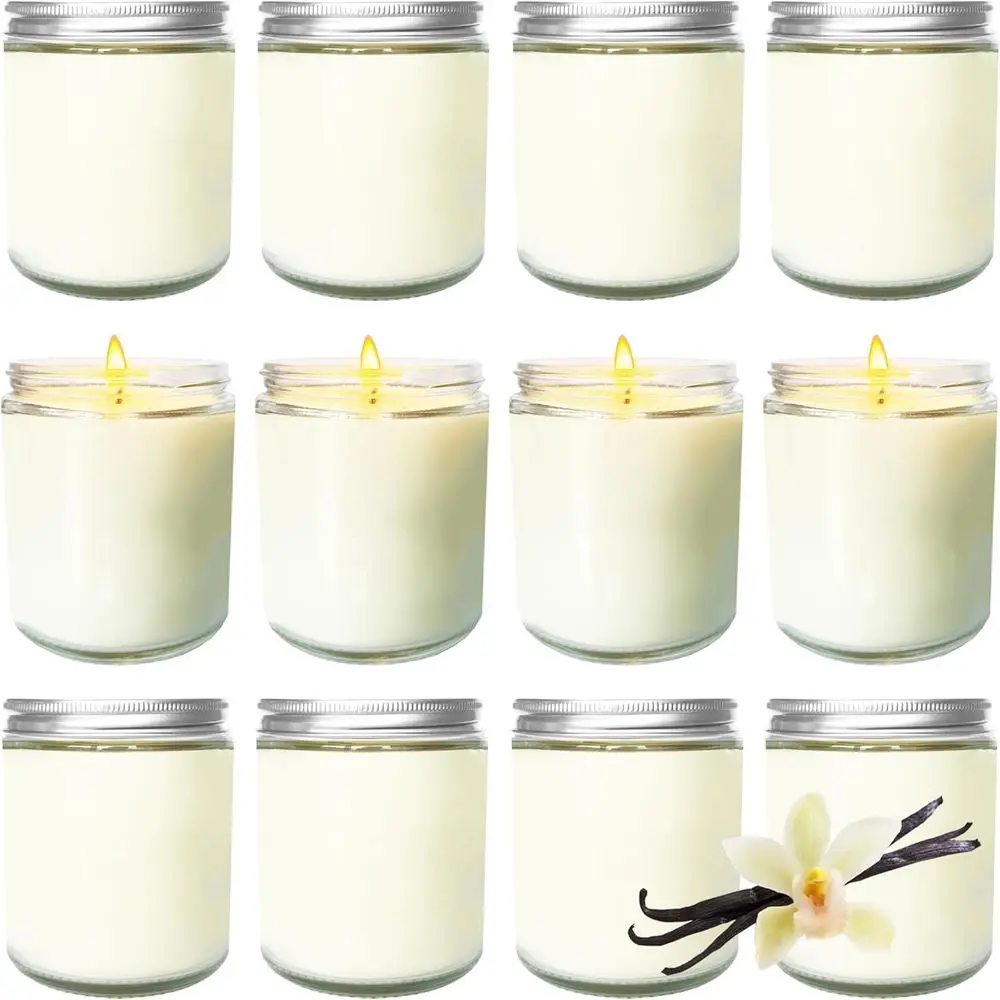 12-Pack 8oz Vanilla Scented Soy Candles, Aromatherapy Set for Relaxation, Perfect Gift for Women, Ideal for Birthdays, Weddings
12-Pack 8oz Vanilla Scented Soy Candles, Aromatherapy Set for Relaxation, Perfect Gift for Women, Ideal for Birthdays, Weddings