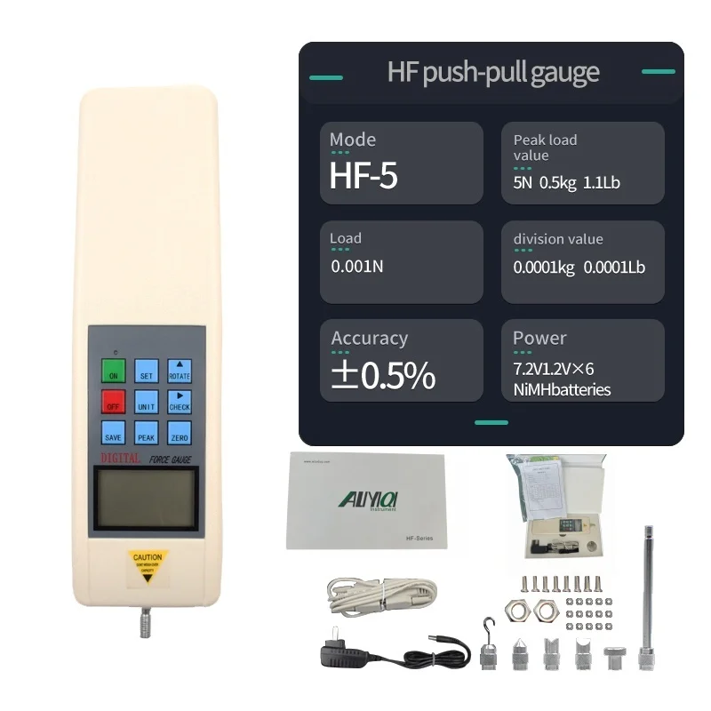 ALIYIQI (HF-5N); Digital Pull-Force-Gauge-Tester 5N;0.5kg;1.1Lb Dynamometer Push Pull force Gauge Measuring-Tools
ALIYIQI (HF-5N); Digital Pull-Force-Gauge-Tester 5N;0.5kg;1.1Lb Dynamometer Push Pull force Gauge Measuring-Tools