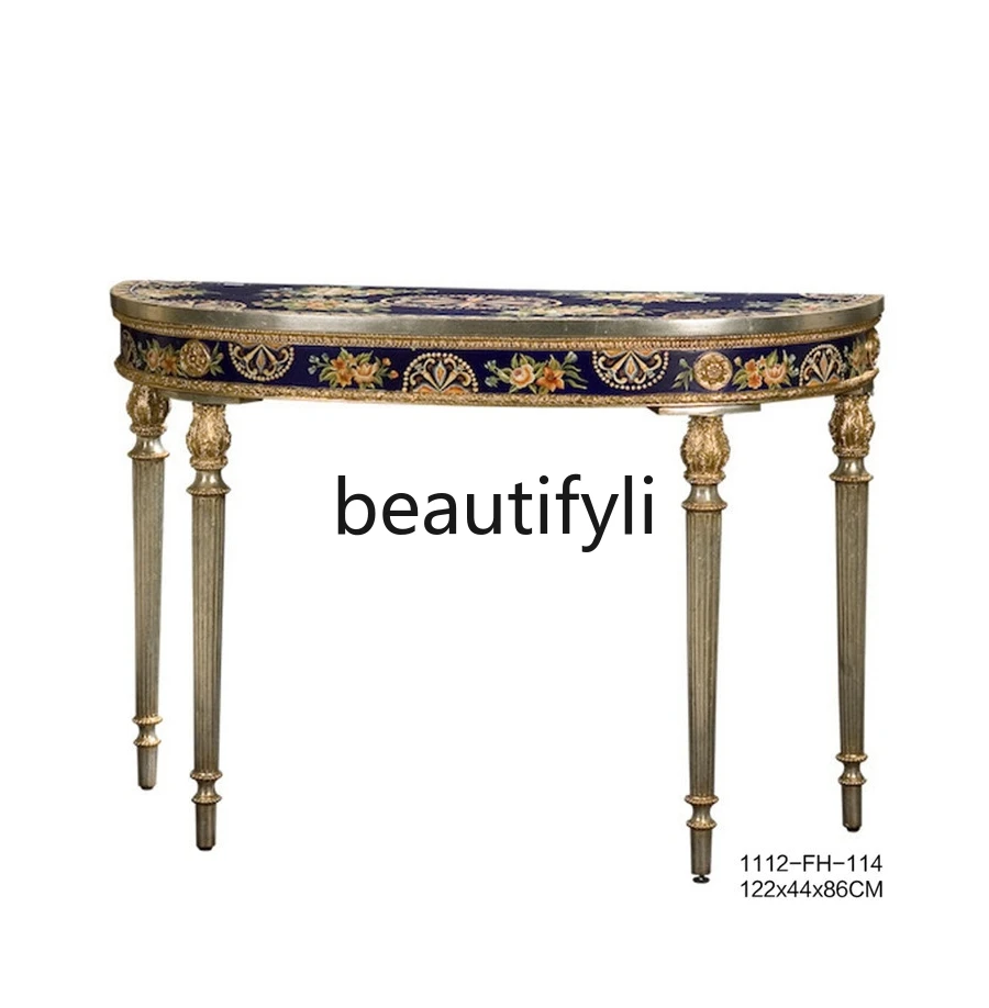 French multi-layer solid wood hand-painted semi-circular entrance table foyer decorative entrance table
French multi-layer solid wood hand-painted semi-circular entrance table foyer decorative entrance table