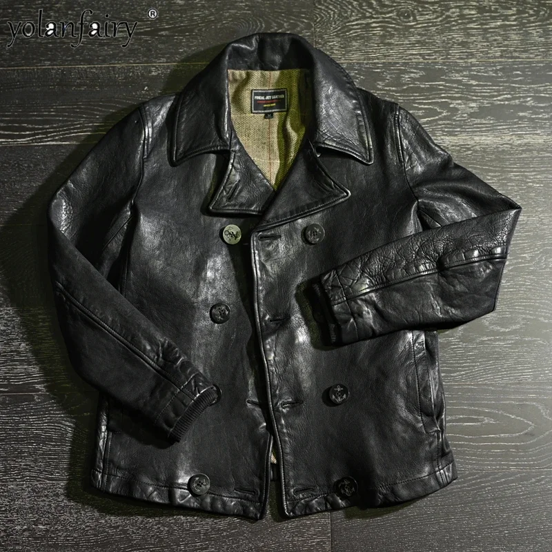 100% Genuine Leather Jacket Men Vintage Cowhide Water-dyed Sheepskin Leather Coat Male Lapel Slim Double-breasted Top Large Size
100% Genuine Leather Jacket Men Vintage Cowhide Water-dyed Sheepskin Leather Coat Male Lapel Slim Double-breasted Top Large Size