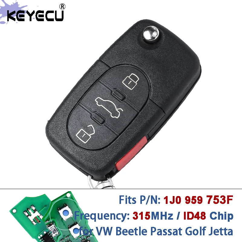 KEYECU 1J0 959 753F 315 МГц ID48 Chip Flip Remote Key Fob для VW Volkswagen Beetle Passat Golf Jetta 1998 1999 2000 2001 2002
KEYECU 1J0 959 753F 315 МГц ID48 Chip Flip Remote Key Fob для VW Volkswagen Beetle Passat Golf Jetta 1998 1999 2000 2001 2002