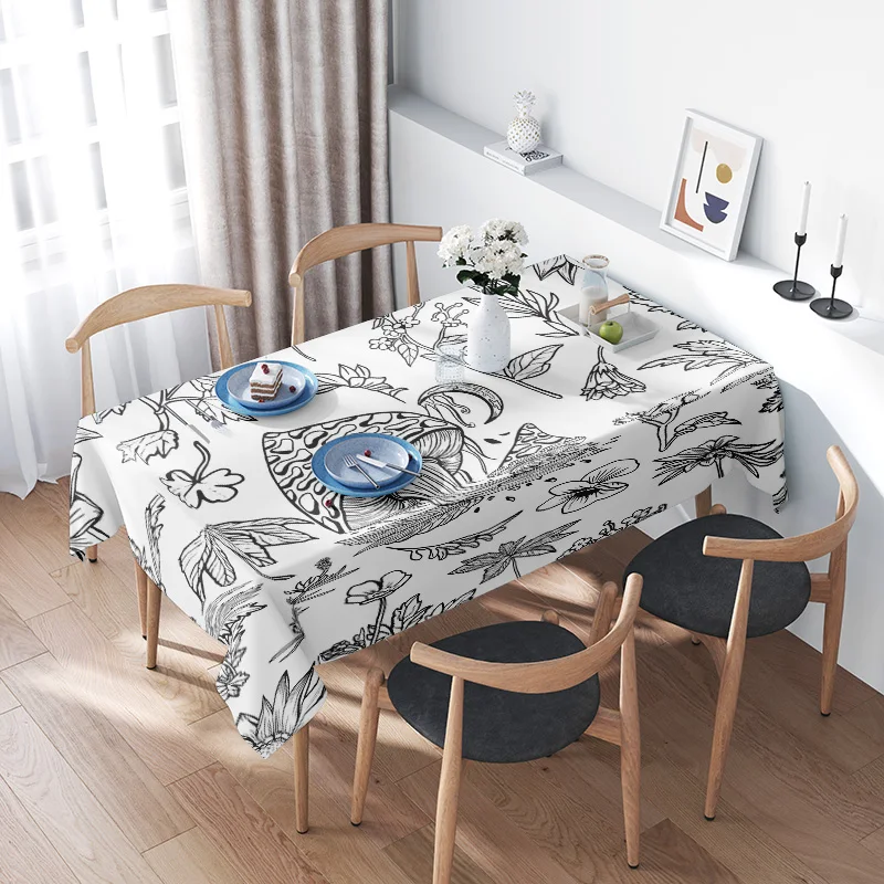 Modern Nordic Style Black White Floral Print Tablecloth for Dining Room Decoration Waterproof Fabric 60x125cm would work as a su
Modern Nordic Style Black White Floral Print Tablecloth for Dining Room Decoration Waterproof Fabric 60x125cm would work as a su