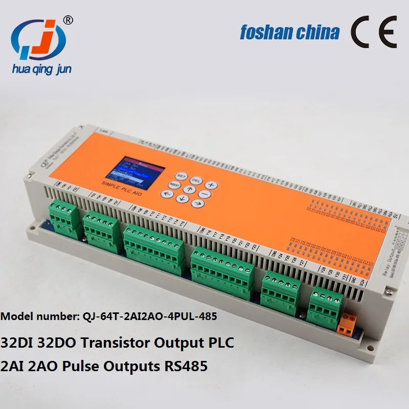 CHINGJUN 32DI 32DO Transistor Output PLC 2AI 2AO 4-channel Pulse Outputs RS485 Modbus PLC QJ-64T-2AI2AO-4PUL-485 for HVAC System
CHINGJUN 32DI 32DO Transistor Output PLC 2AI 2AO 4-channel Pulse Outputs RS485 Modbus PLC QJ-64T-2AI2AO-4PUL-485 for HVAC System