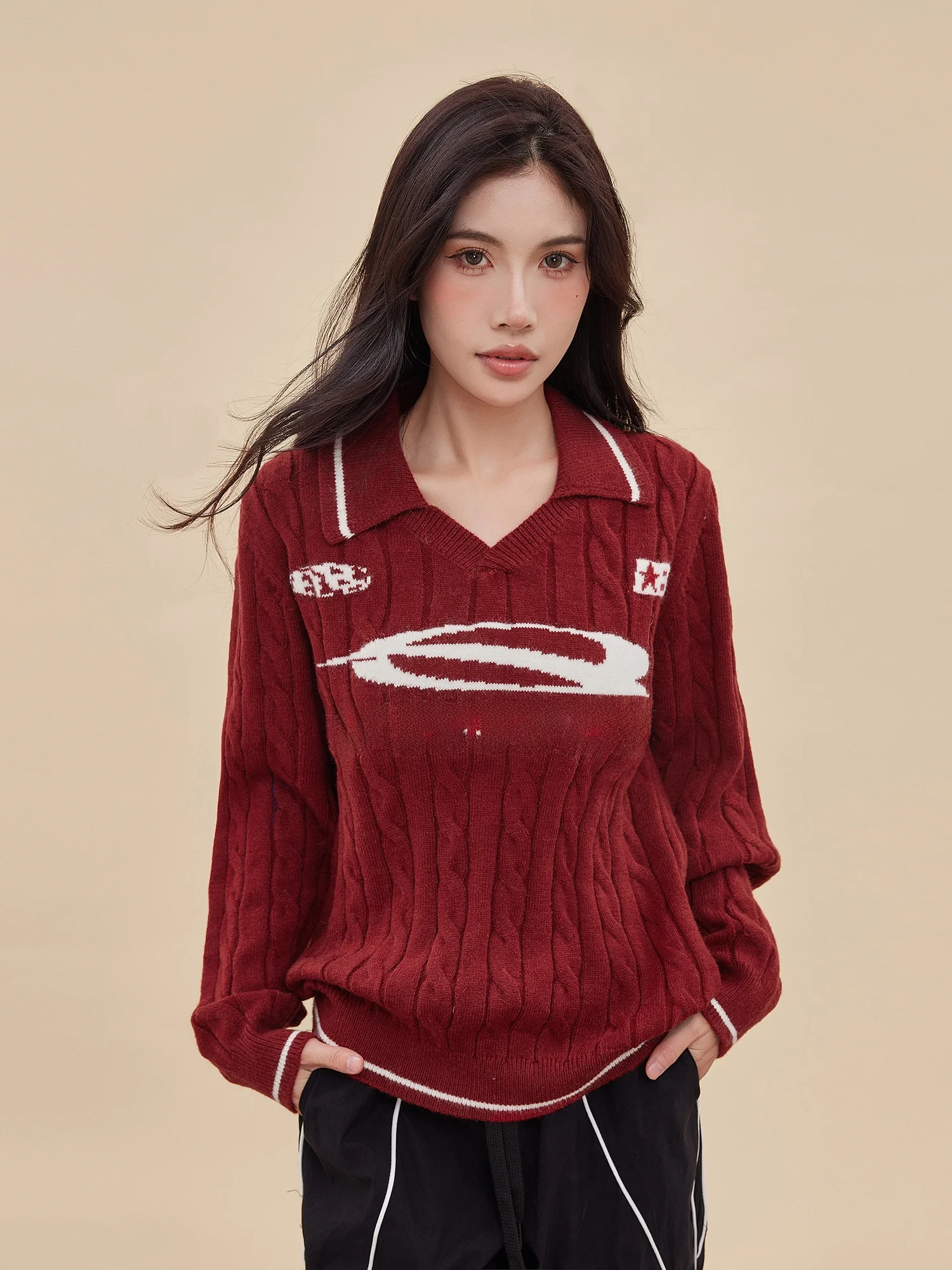 Loose Women's Knitted Sweater V-Ne Turtlene Twist Knitwear Mink Velvet Autumn Winter Casual Sle Outerwear Coat
Loose Women's Knitted Sweater V-Ne Turtlene Twist Knitwear Mink Velvet Autumn Winter Casual Sle Outerwear Coat