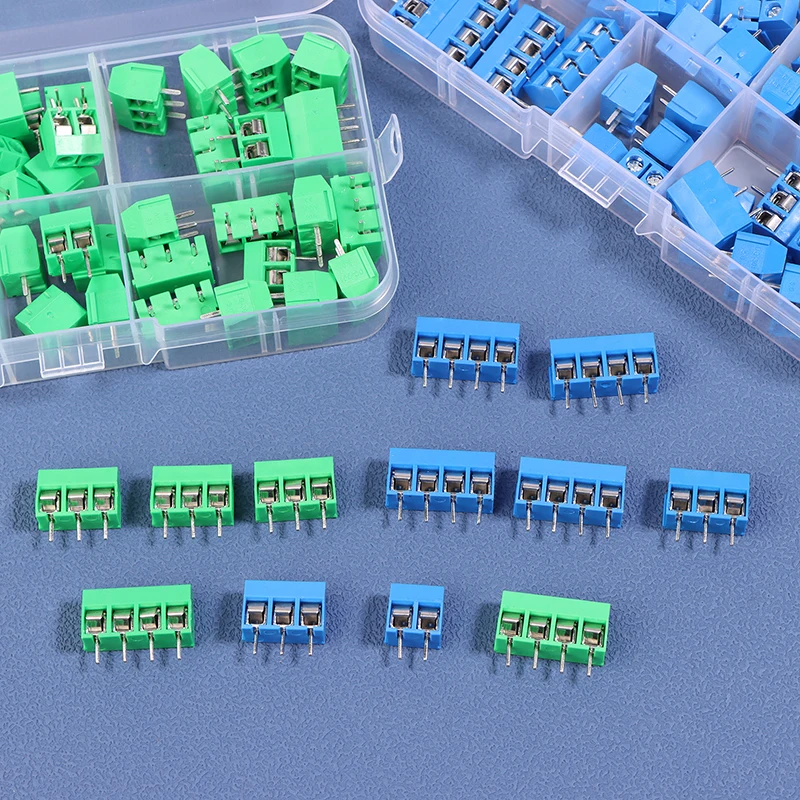 50Pcs/Box PCB Terminal Block Connector Pitch 5.0mm KF301 Straight Pin 2/3/4P Screw PCB Terminal Blocks Connector Assortment Kit
50Pcs/Box PCB Terminal Block Connector Pitch 5.0mm KF301 Straight Pin 2/3/4P Screw PCB Terminal Blocks Connector Assortment Kit