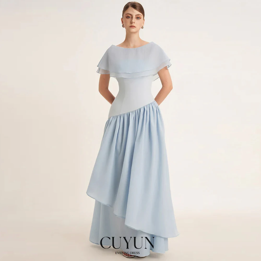 CUYUN 2025 Elegant Sky Blue Prom Dresses Women Customized A Line Draped Evening Dresses with Shawl Strapless Party Gown
CUYUN 2025 Elegant Sky Blue Prom Dresses Women Customized A Line Draped Evening Dresses with Shawl Strapless Party Gown