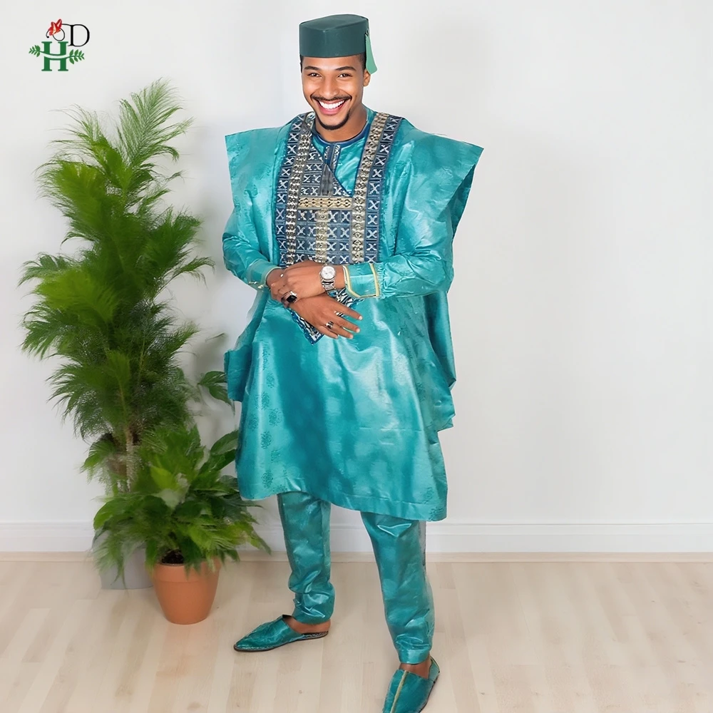 African Traditional Wear Formal Attire Bazin Riche Dashiki Thobe Green 3PCS Shirt Pant Robe Suit Agbada Men's Wedding Party 2025
African Traditional Wear Formal Attire Bazin Riche Dashiki Thobe Green 3PCS Shirt Pant Robe Suit Agbada Men's Wedding Party 2025