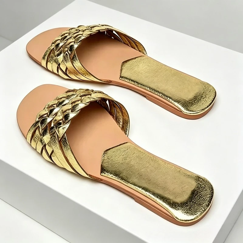Fashion Gold Weave Sandals Women Elegant Round-Toe Open-Toe Slippers for Ladies Summer Comfort Casual Shoes Non Slip Beach Shoe
Fashion Gold Weave Sandals Women Elegant Round-Toe Open-Toe Slippers for Ladies Summer Comfort Casual Shoes Non Slip Beach Shoe