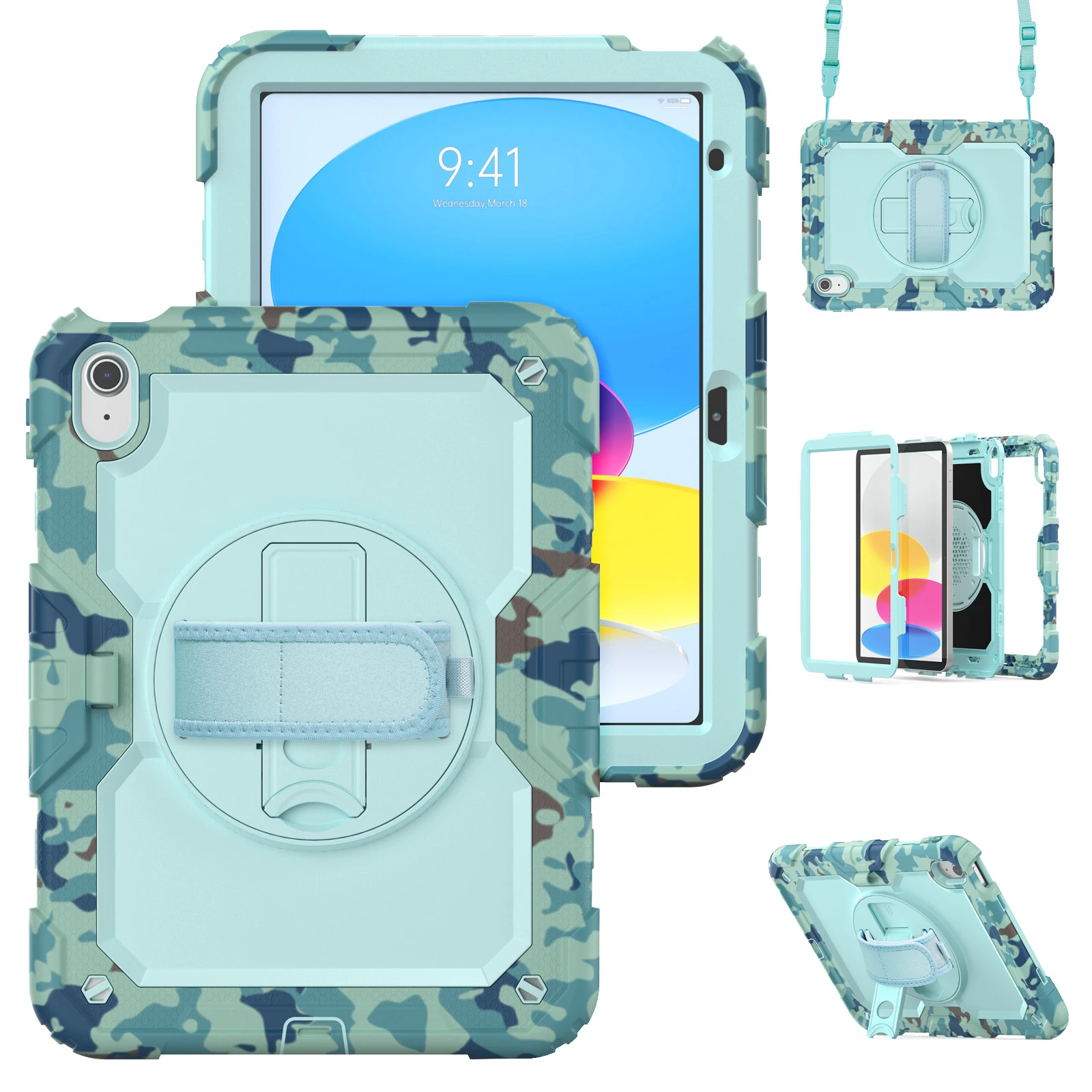 360 Rotating Stand Case Universal For iPad 2025 A16 11th 10.9 2022 10th Gen. Armor Cover With Screen Protector & Shoulder Strap
360 Rotating Stand Case Universal For iPad 2025 A16 11th 10.9 2022 10th Gen. Armor Cover With Screen Protector & Shoulder Strap