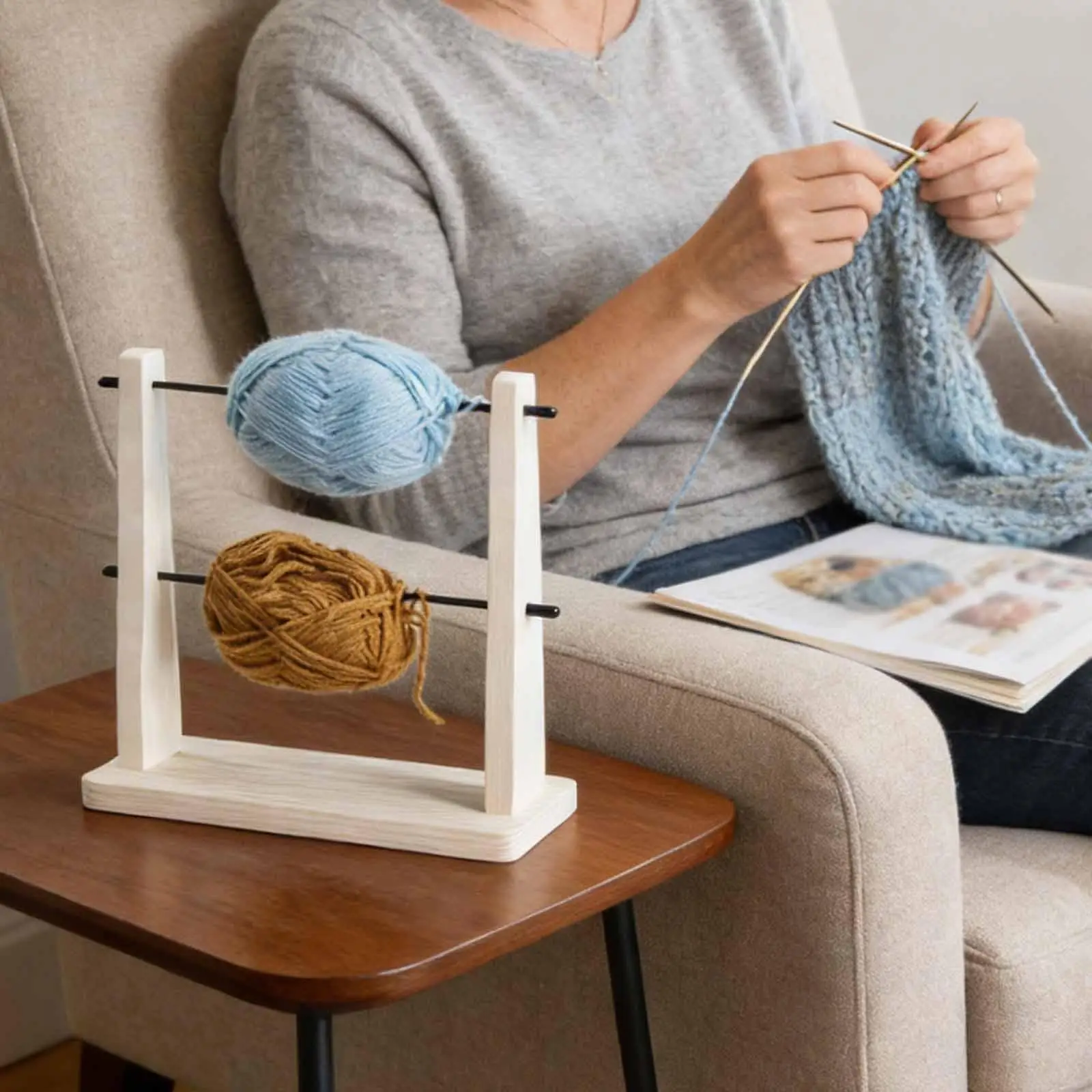 Yarn Rolling Holder Wooden Crochet Organizer Double Revolving Spindle for Knitting Accessories and Sewing Crafts
Yarn Rolling Holder Wooden Crochet Organizer Double Revolving Spindle for Knitting Accessories and Sewing Crafts