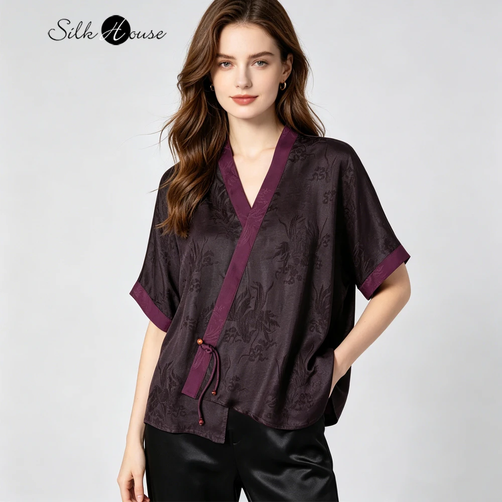 Women's Fashion Summer Clothing 100% Natural Mulberry Silk Fragrant Cloud Yarn GuanLe Satin V-neck Batwing Sleeve Cardigan
Women's Fashion Summer Clothing 100% Natural Mulberry Silk Fragrant Cloud Yarn GuanLe Satin V-neck Batwing Sleeve Cardigan