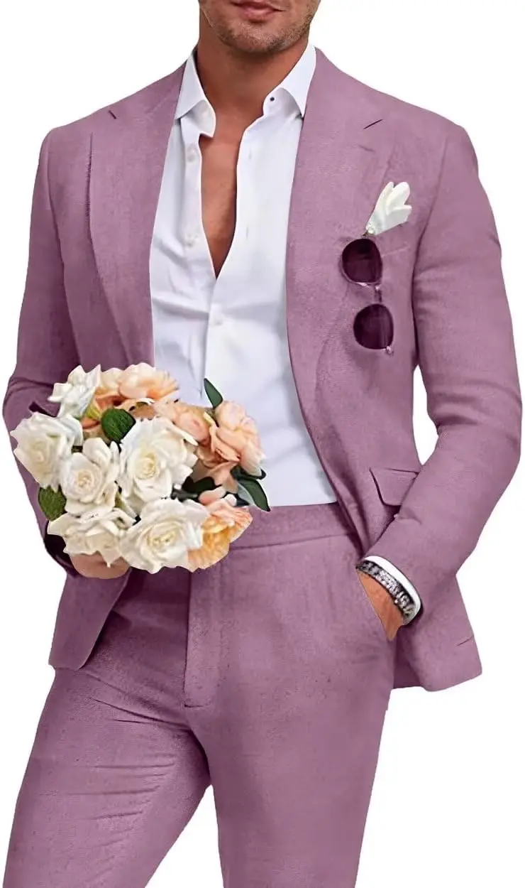Men's Linen Suit 2 Piece Slim Fit Wedding Dress Tux Prom Suit Blazer Jacket and Pants
Men's Linen Suit 2 Piece Slim Fit Wedding Dress Tux Prom Suit Blazer Jacket and Pants