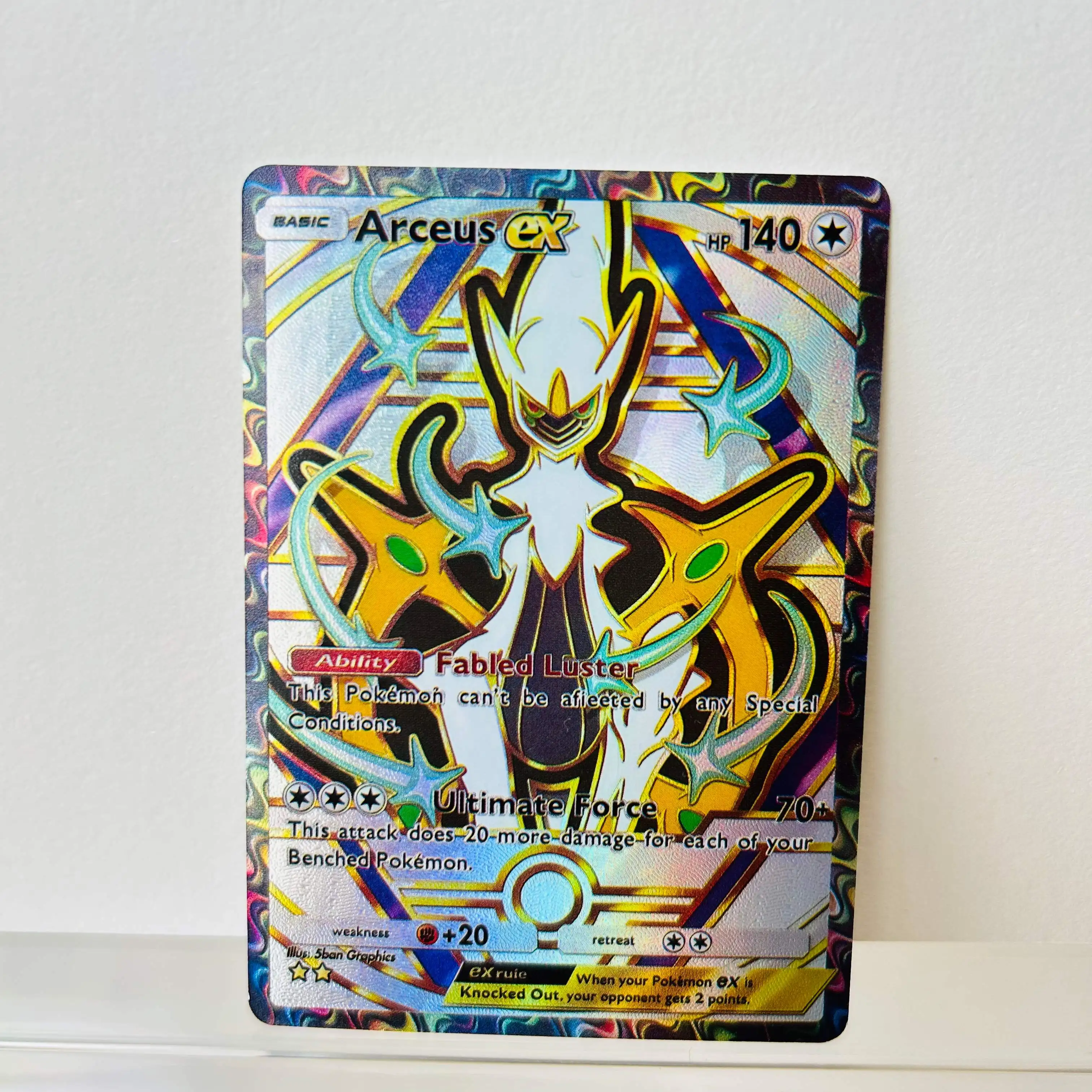 Pokémon Arceus ex English Card Holographic Foil Texture DIY Premium Anime Collection Card
Pokémon Arceus ex English Card Holographic Foil Texture DIY Premium Anime Collection Card