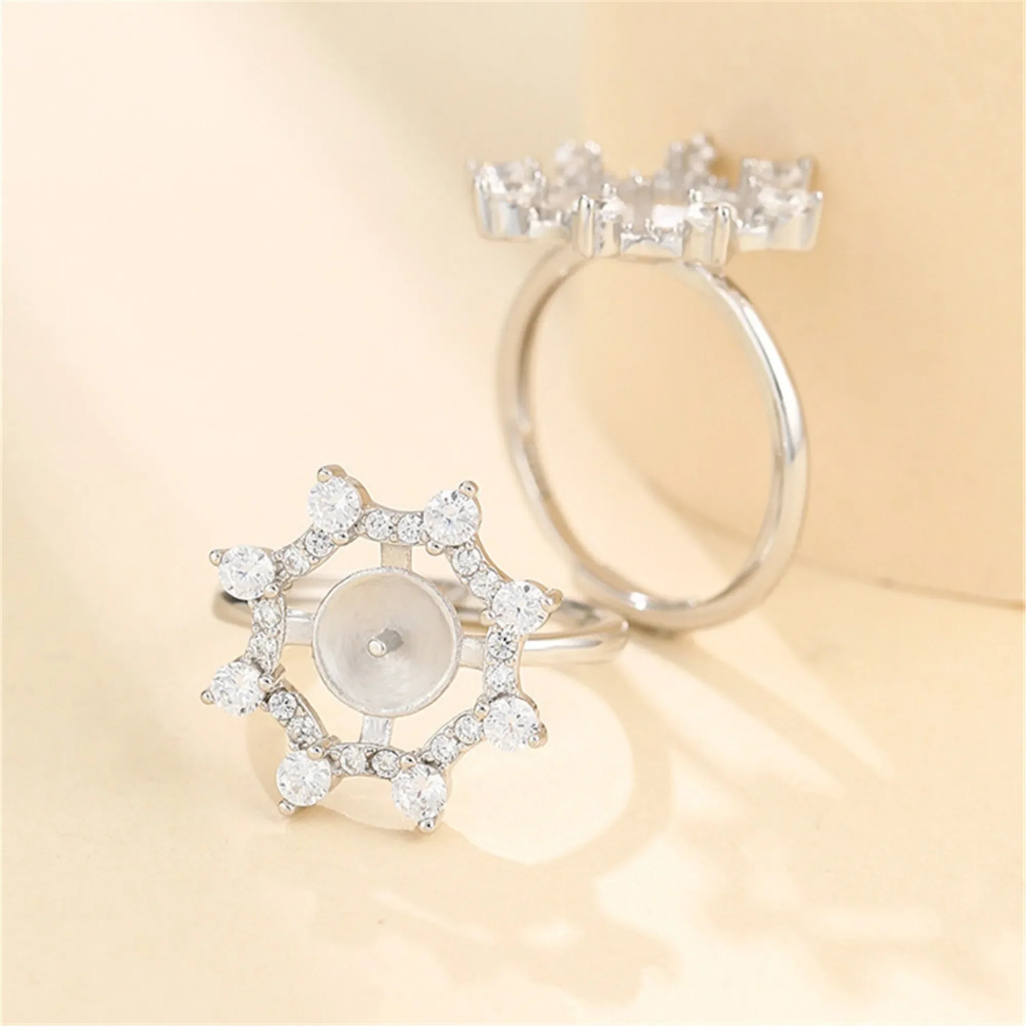 Ring Blank for 8mm-9mm Round Beads or Pearls 925 Silver Zircon Ring Setting Adjustable Ring Base SR0096
Ring Blank for 8mm-9mm Round Beads or Pearls 925 Silver Zircon Ring Setting Adjustable Ring Base SR0096