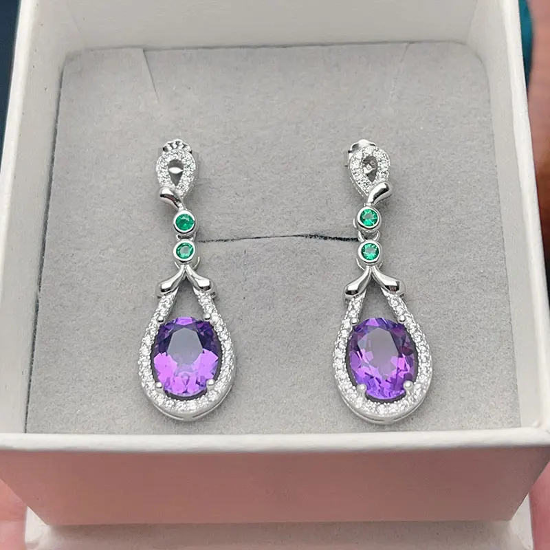 Sterling Silver Gemstone Drop Earrings 7mm*9mm Natural Amethyst Earrings 925 Silver Amethyst Jewelry with 18K Gold Plating
Sterling Silver Gemstone Drop Earrings 7mm*9mm Natural Amethyst Earrings 925 Silver Amethyst Jewelry with 18K Gold Plating