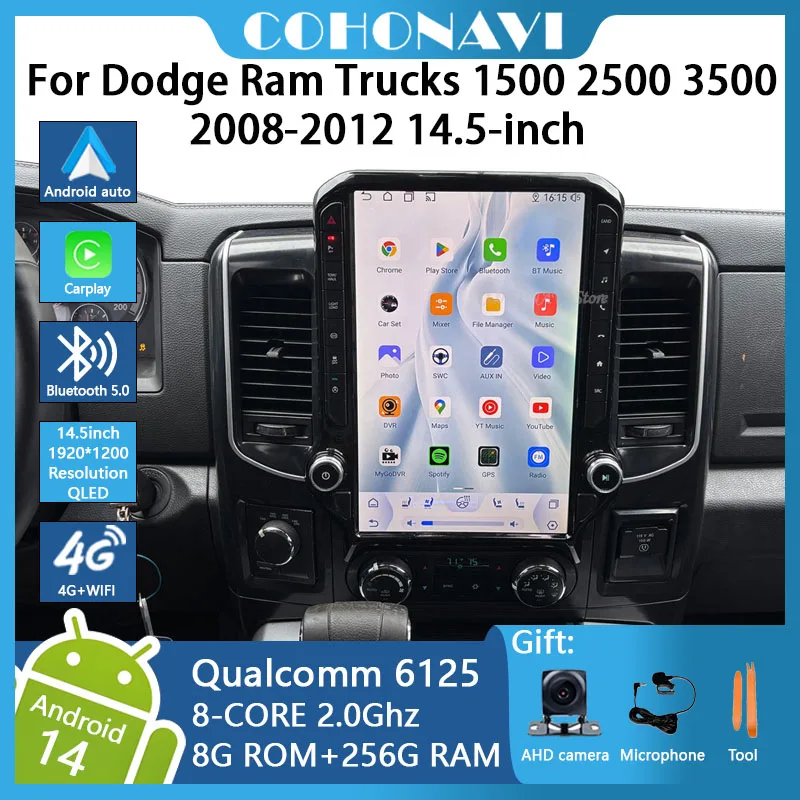 For Dodge Ram Trucks 1500 2500 3500 2008-2012 14.5-inch Android14 Car Radio Gps Navigation 8-core 8+256G 1920*1200 carplay 
For Dodge Ram Trucks 1500 2500 3500 2008-2012 14.5-inch Android14 Car Radio Gps Navigation 8-core 8+256G 1920*1200 carplay