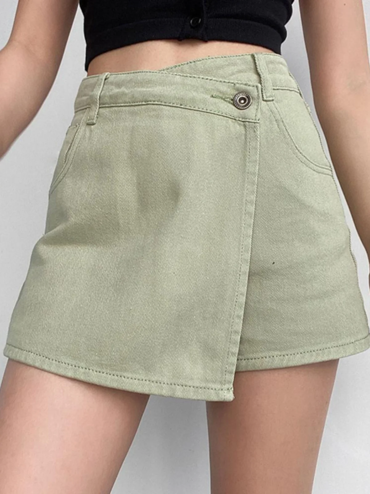 High Waist Fake Two-Piece Skirt Pants Women's A-Line ort Straight Leg Casual Trousers Street Sle Summer Faion
High Waist Fake Two-Piece Skirt Pants Women's A-Line ort Straight Leg Casual Trousers Street Sle Summer Faion